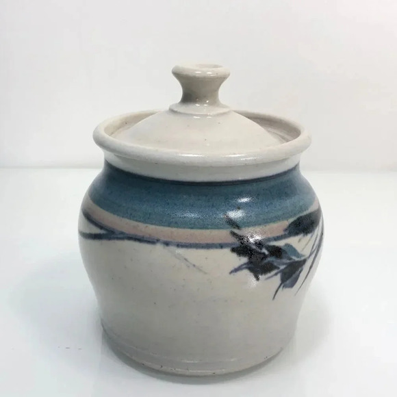 Handmade Signed Floral Motif Studio Pottery Lidded Jar - Picture 2 of 11